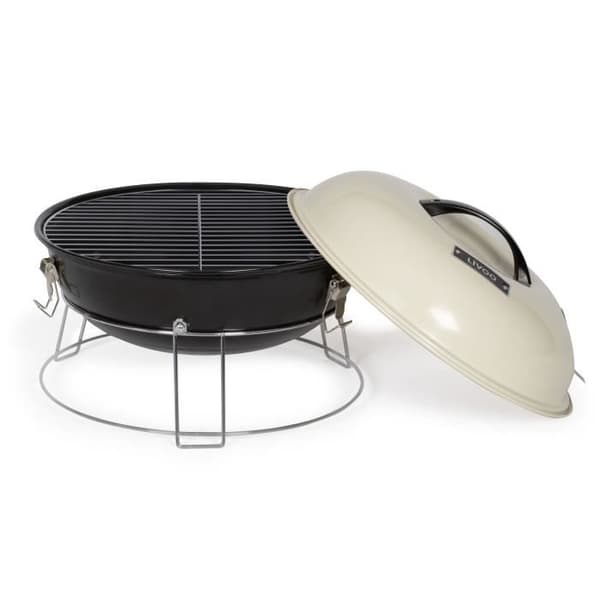 Bærbar kulgrill - LIVOO - DOC301 - ø34 cm - Kromgrill - Højde 18 cm - Håndtag - Sikkerhedslåse