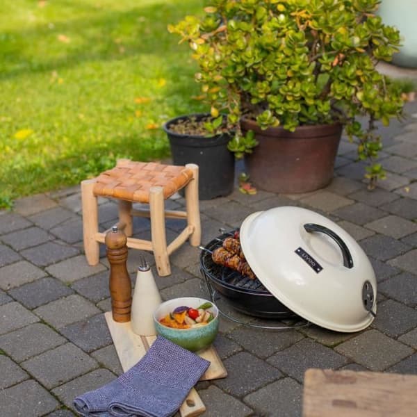 Bærbar kulgrill - LIVOO - DOC301 - ø34 cm - Kromgrill - Højde 18 cm - Håndtag - Sikkerhedslåse
