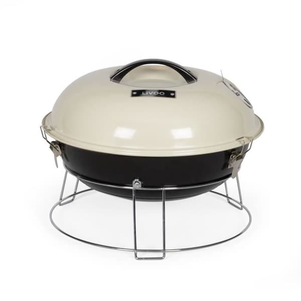 Bærbar kulgrill - LIVOO - DOC301 - ø34 cm - Kromgrill - Højde 18 cm - Håndtag - Sikkerhedslåse