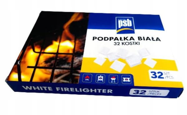 Grillin sytykkeet, valkoinen, universaali, 32 parafiinikuutiota