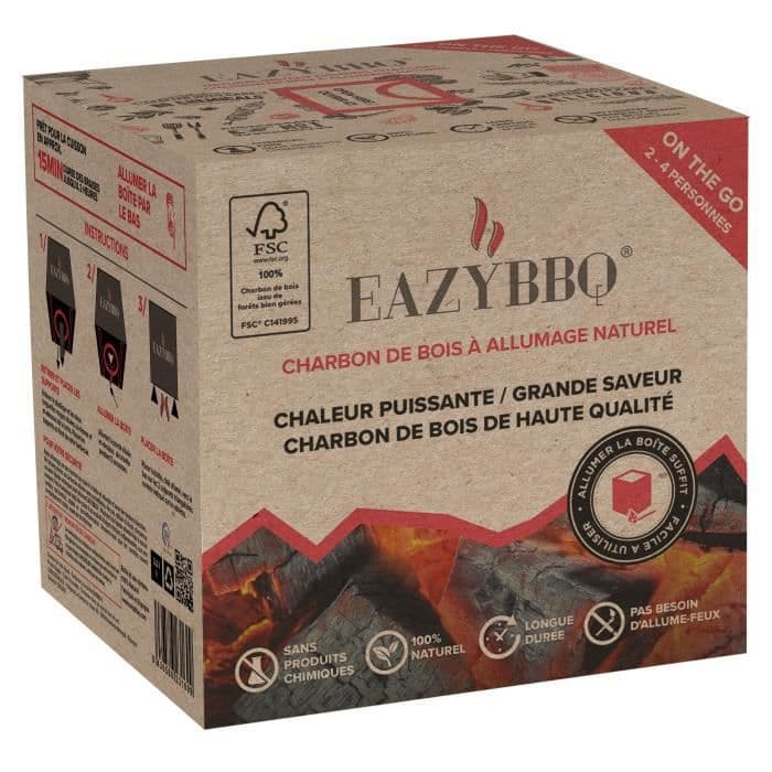 EAZYBBQ ON THE GO Kol med naturlig antändning