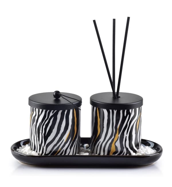 Tuoksuhajotin + kynttilä 23x9xH9cm ZEBRA