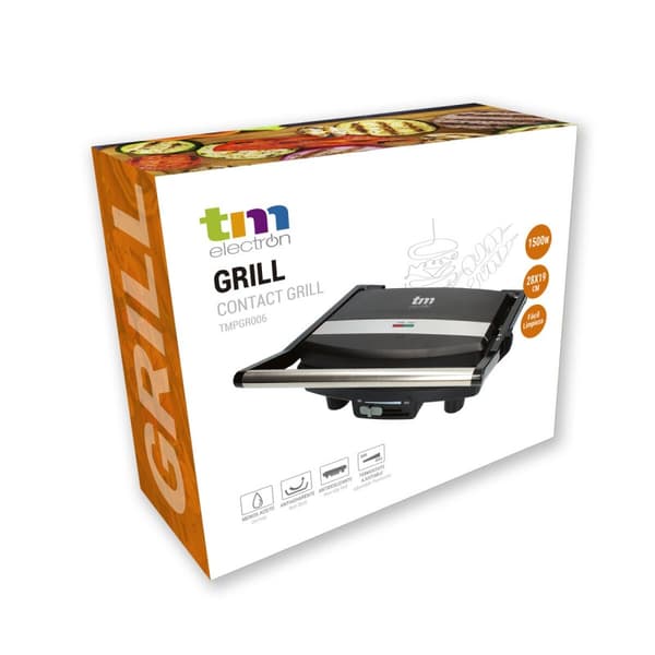 Grillplatta TM Electron 1500 W 28 x 19 cm Stål