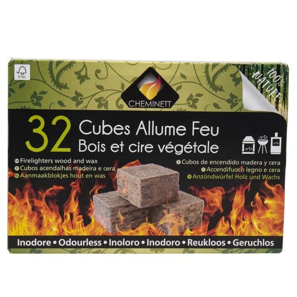 Eldstartkuber trä 100% naturligt 32 st