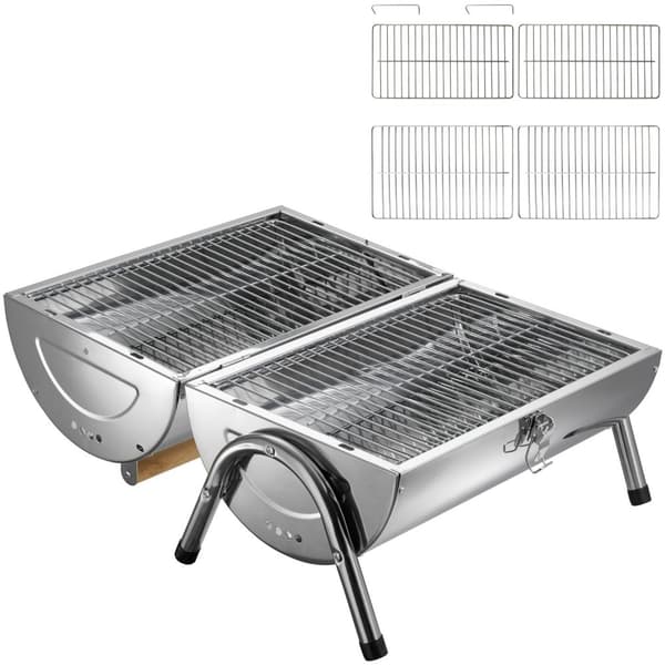 Kolgrill i rostfritt stål - silver