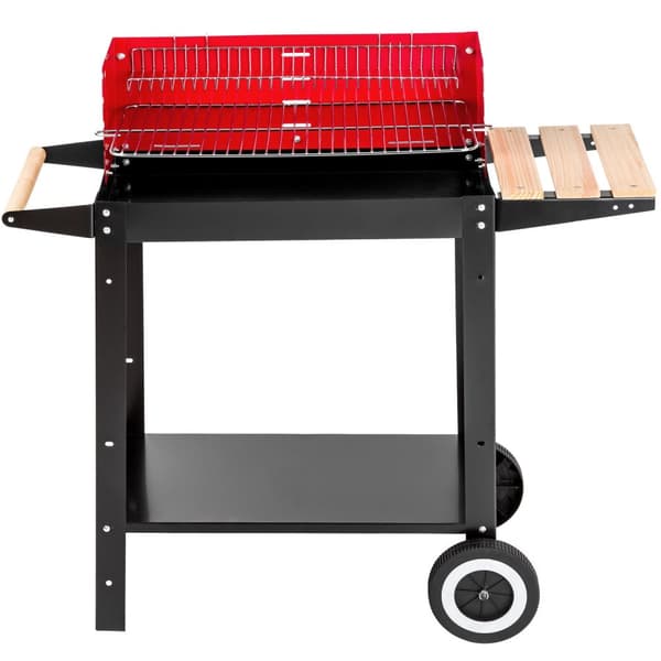 Kolgrill med två hjul - svart/röd