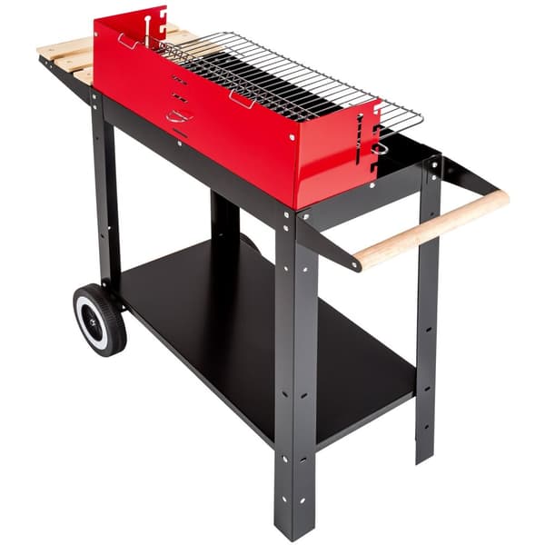 Kolgrill med två hjul - svart/röd
