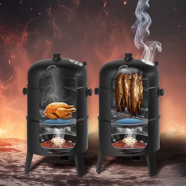 3-i-1 BBQ grill inkl. termometer - sort