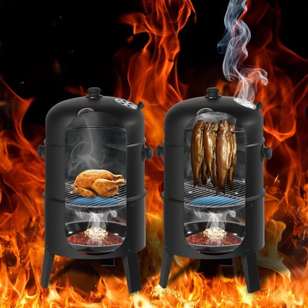 3-i-1 BBQ grill inkl. termometer - sort