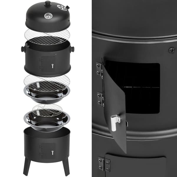 3-i-1 BBQ grill inkl. termometer - sort