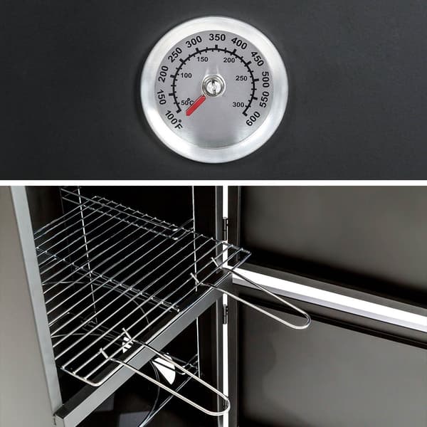 Rökskåp med temperaturangivelse - svart