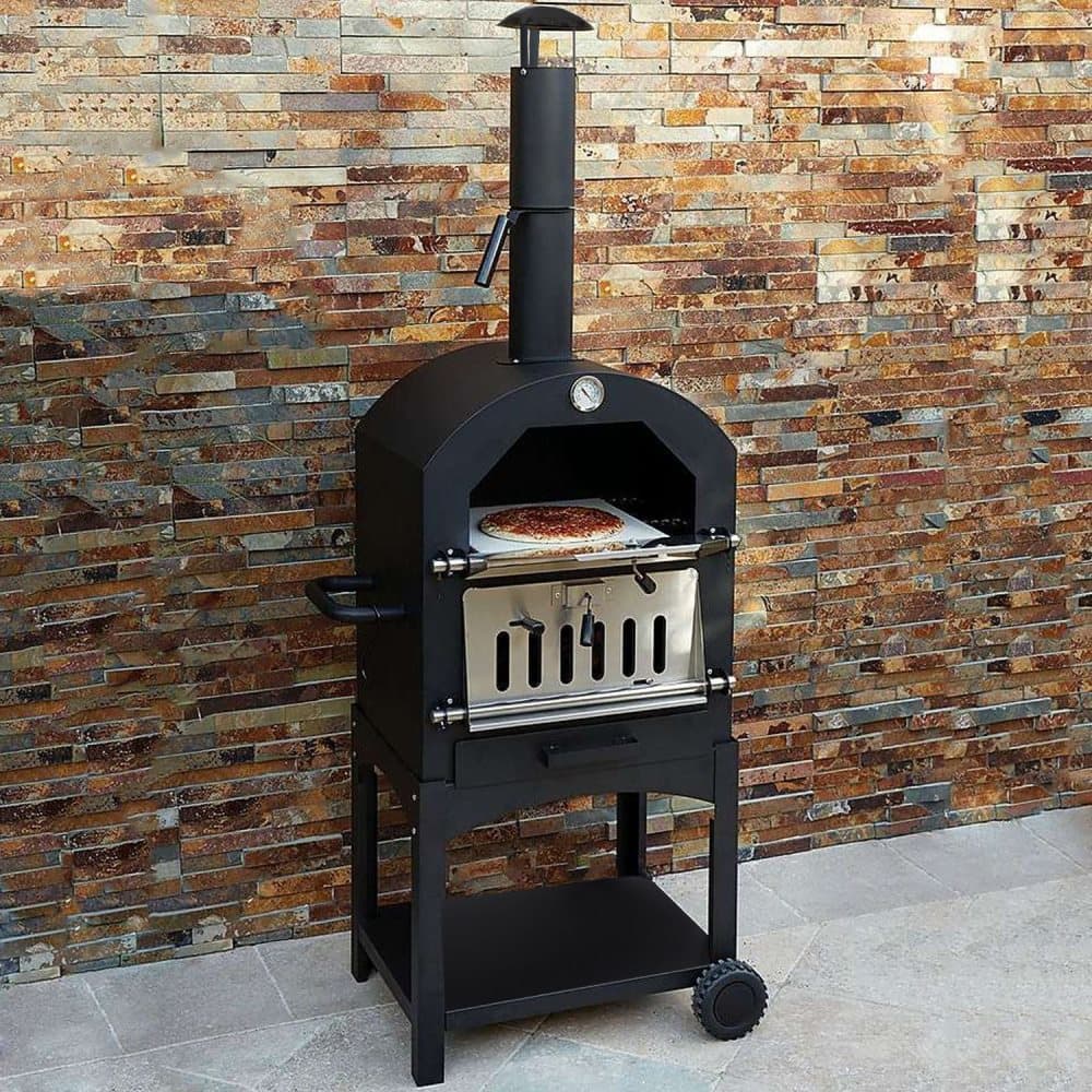 Portabel Pizzaugn för Utomhusbruk med Pizzasten & Pizzaspade i Rostfritt Stål Trädgård Grill Trädgårdsgrill Utomhus Matlagning Pizza Grillning Kött