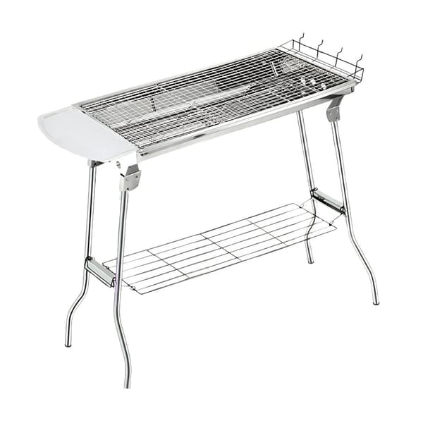 Bærbar grill med tilbehør - rustfritt stål