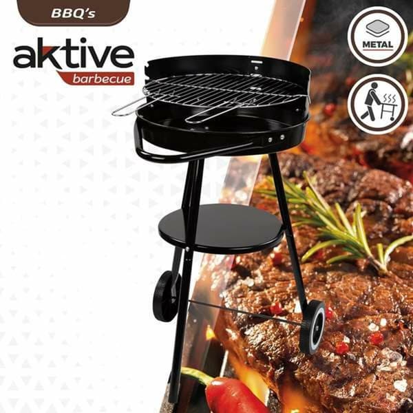 Kolgrill med hjul Aktive Textilene 42 x 76,5 cm Svart