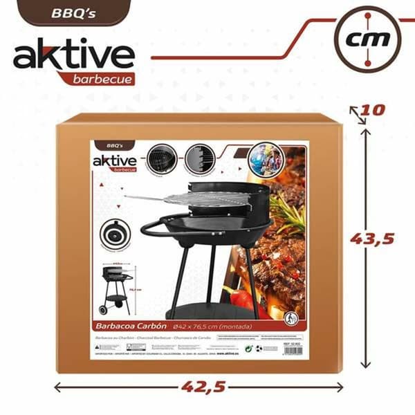 Kolgrill med hjul Aktive Textilene 42 x 76,5 cm Svart