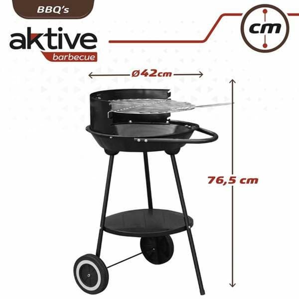 Kolgrill med hjul Aktive Textilene 42 x 76,5 cm Svart