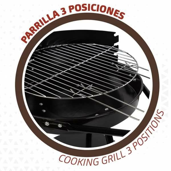 Kolgrill med hjul Aktive Textilene 42 x 76,5 cm Svart