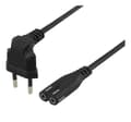 Miniatyrbillede 1 af 3: DELTACO power cable, angled CEE 7/16, straight IEC 60320 C7, 3m, black