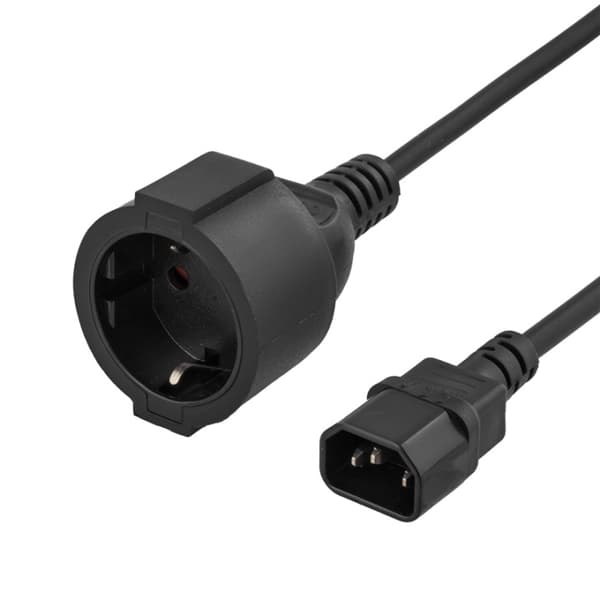 DELTACO apparatadapter, IEC C14 hane till CEE 7/4 (Schuko) hona, 1m