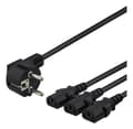 Miniatyrbilde 2 av 3: DELTACO apparat Y-kabel, 3-veis CEE 7/7-3xIEC C13, 1m+2m, svart
