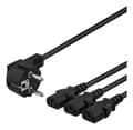 Miniatyrbilde 1 av 3: DELTACO apparat Y-kabel, 3-veis CEE 7/7-3xIEC C13, 1m+2m, svart