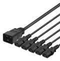 Miniatyrbild 2 av 3: DELTACO Apparatkabel IEC C20 - 5x IEC C13, 1m, 16A/250V, Y-Splitter, s