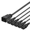 Miniatyrbild 1 av 3: DELTACO Apparatkabel IEC C20 - 5x IEC C13, 1m, 16A/250V, Y-Splitter, s