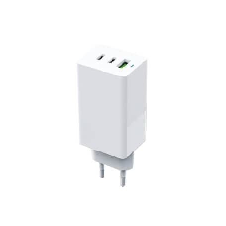 Gear Laddare GAN 220V 2xUSB-C + 1xUSB-A PD 45W + 18W + 3A (totalt 65W) Vit