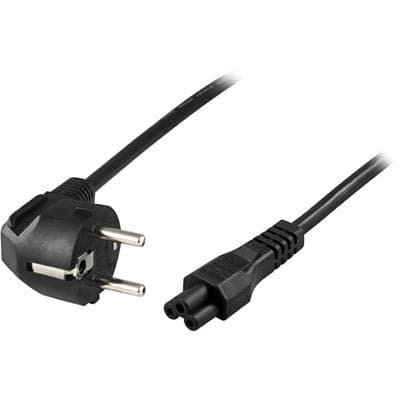 DELTACO apparatkabel 3-pin notebook, vinklad CEE 7/7 - rak IEC C5, 10m