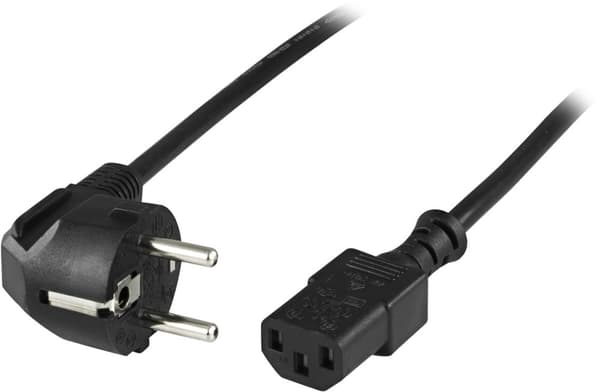 DELTACO apparatkabel, PC vägg, vinklad CEE 7/7 - rak IEC C13, 10m (DEL-111A)