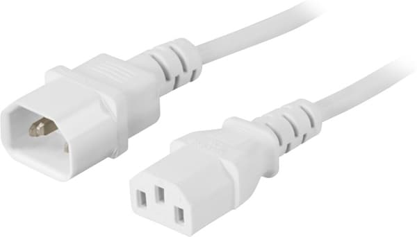 DELTACO förlängningskabel PC/skärm, rak IEC C13 - rak IEC C14 1m, v