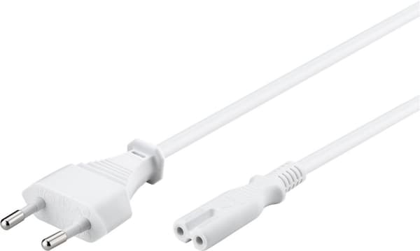 Goobay Tilkoblingskabel Euro-plugg, 1,5 m, hvit Euro-plugg (type C, CEE 7/16) &gt; apparatkontakt C7
