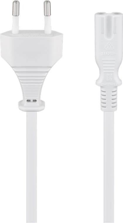 Goobay Tilkoblingskabel Euro-plugg, 1,5 m, hvit Euro-plugg (type C, CEE 7/16) &gt; apparatkontakt C7