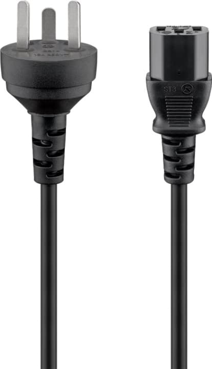 Goobay IEC-kabel Danmark type K, 2 m, sort Danmarks stik (Type K, IEC 60906-1) > C13 apparatudtag (IEC-stik)