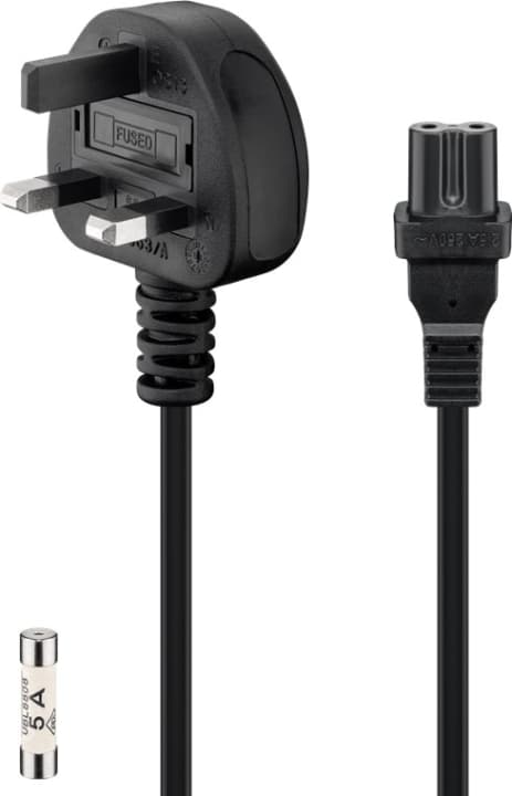 Goobay Britisk nettilslutningskabel, 1,8 m, sort UK 3-polet stik (type G, BS 1363) > apparatudtag C7