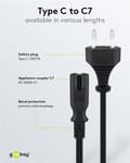 Miniatyrbilde 5 av 9: Goobay Tilkoblingskabel Euro-plugg, 5 m, svart Euro-plugg (type C, CEE 7/16) &gt; apparatkontakt C7