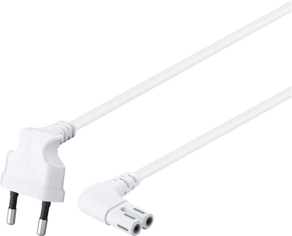 Goobay Tilslutningskabel Euro-stik vinklet i begge ender, 0,75 m, hvid Euro-stik (type C, CEE 7/16) > hunstik C7