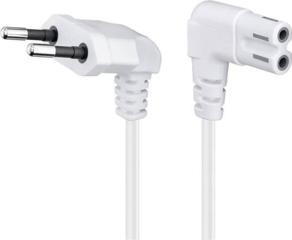 Goobay Tilslutningskabel Euro-stik vinklet i begge ender, 0,75 m, hvid Euro-stik (type C, CEE 7/16) > hunstik C7