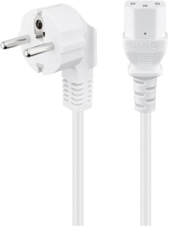 Goobay Vinklet tilkoblingskabel med C13-kontakt, 1,5 m, hvit plugg med jording (type F, CEE 7/7) > kontakt C13