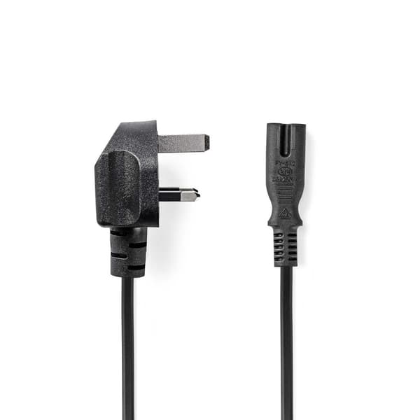 Nedis UK Strømkabel | UK Han | IEC-320-C7 | 5.00 m | Ja | 2 x 0.75 mm² | Kobber | Runde | Nikkelplateret | UK | PVC | Stik: UK / Type G | 250 V AC | 3