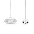 Miniatyrbillede 3 af 4: Nedis Strømkabel | Euro Mand | IEC-320-C7 | Lige | Lige | Nikkelplateret | 2.00 m | Fladt | PVC | Hvid | Label
