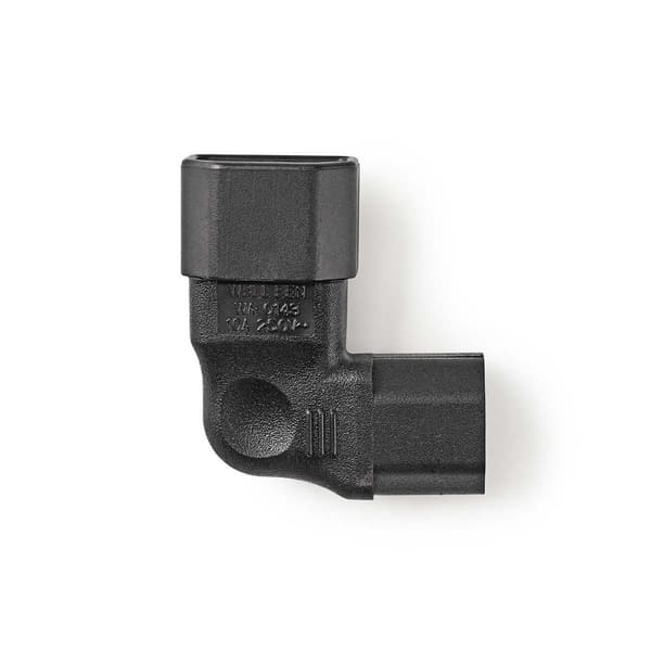 Nedis Udvidelse Plug | IEC-320-C13 | IEC-320-C14 | Venstrevinklet | Nikkelplateret | PVC | Sort | Box | 1 stk