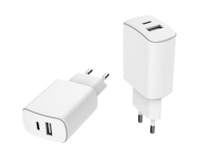 Bigben Just Green Home Charger with USB-A and USB-C ports (5.4A) White