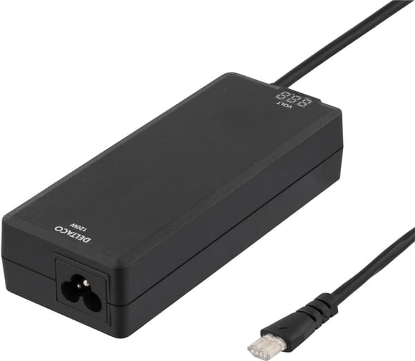DELTACO oplader til notebook, 15-20 V, 8 A, 120W, LED-display