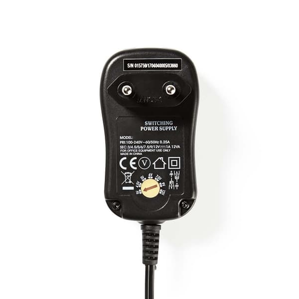 Nedis Universal nätadapter | 12 W | 3 - 12 V DC | 1.80 m | 2.0 A | 6 plug(s) | Svart