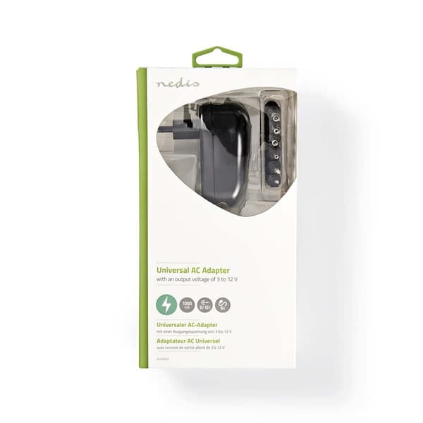 Nedis Universal nätadapter | 12 W | 3 - 12 V DC | 1.80 m | 2.0 A | 6 plug(s) | Svart