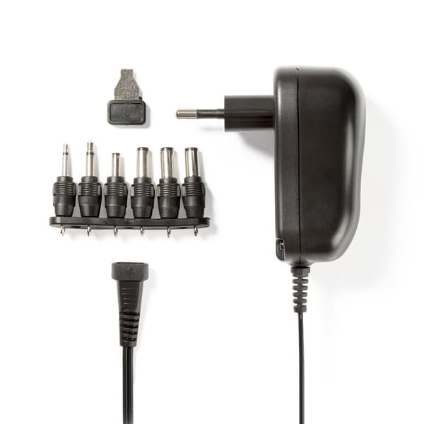 Nedis Universal nätadapter | 12 W | 3 - 12 V DC | 1.80 m | 2.0 A | 6 plug(s) | Svart