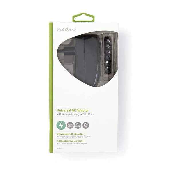 Nedis Universal AC strømadapter | 24 W | 9 - 24 V DC | 1.80 m | 1.0 A - 1.5 A A | 6 plug(s) | Sort