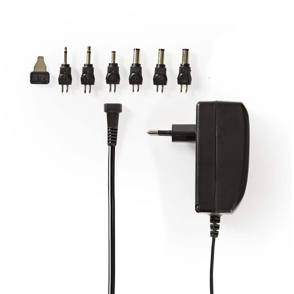 Nedis Universal AC strømadapter | 24 W | 9 - 24 V DC | 1.80 m | 1.0 A - 1.5 A A | 6 plug(s) | Sort