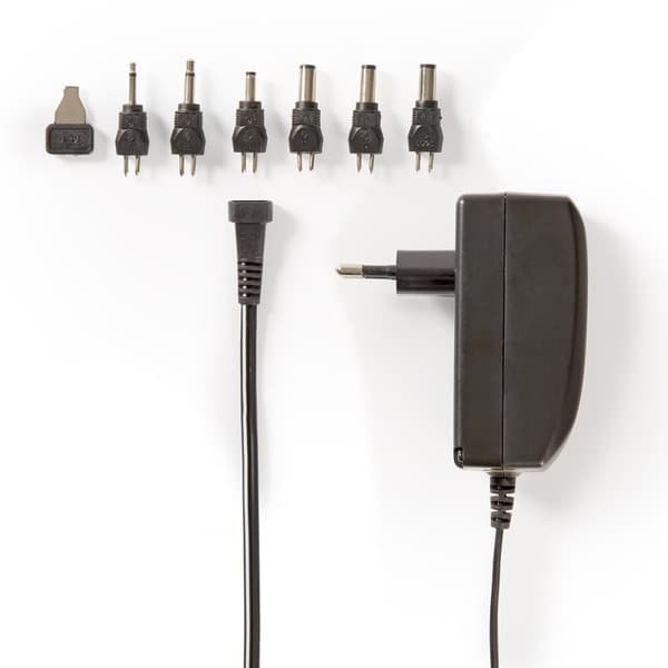 Nedis Universal AC strømadapter | 24 W | 9 - 24 V DC | 1.80 m | 1.0 A - 1.5 A A | 6 plug(s) | Sort